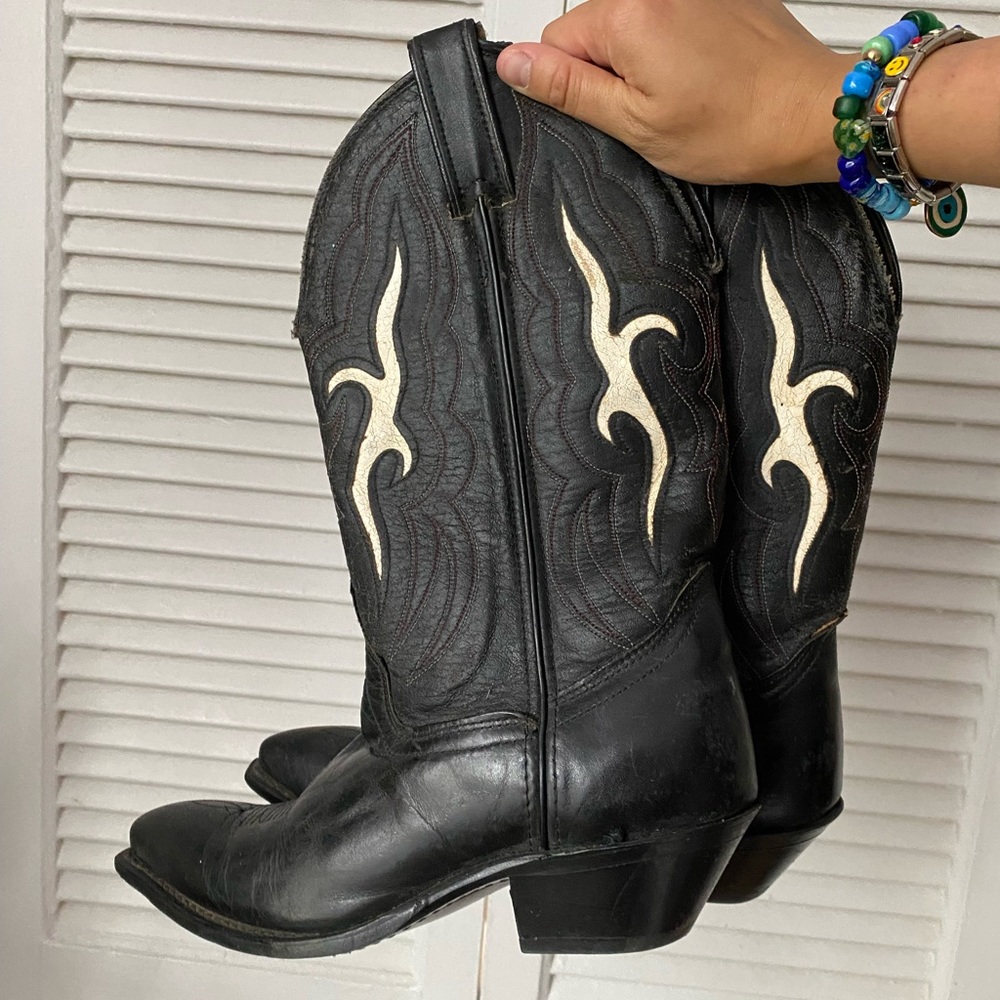Vintage Black And White Cowboy Boots